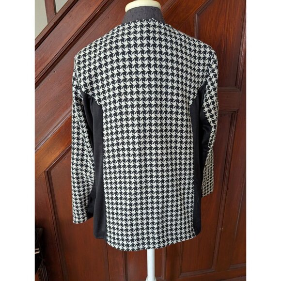 Roz & Ali Womens Houndstooth Open Front Blazer Jacket Size 14/16 Black & White - Picture 3 of 8